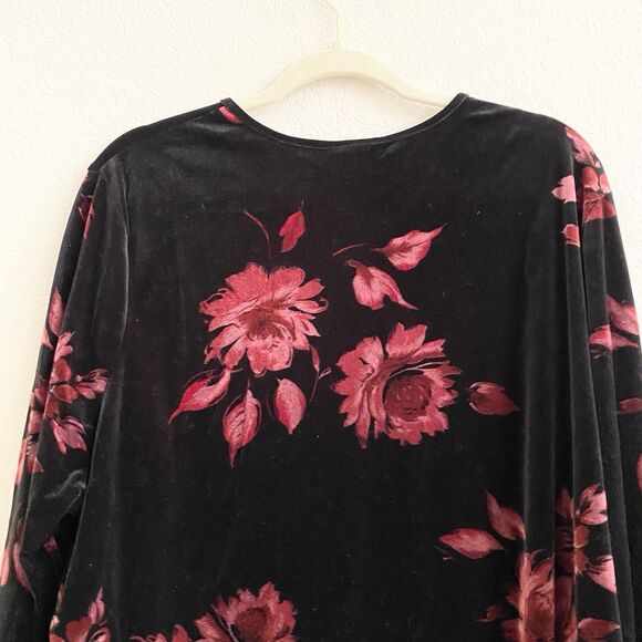 Lane‎ Bryant Blouse Womens 22/24 Dark  Floral Whimsigoth Velvet Fairy Black Red - Picture 8 of 9